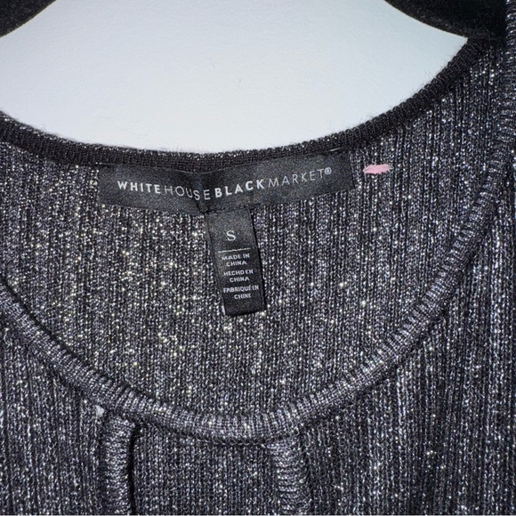 White House Black Market Silver Metallic Knit Tank Top | Size Small - Picture 4 of 10